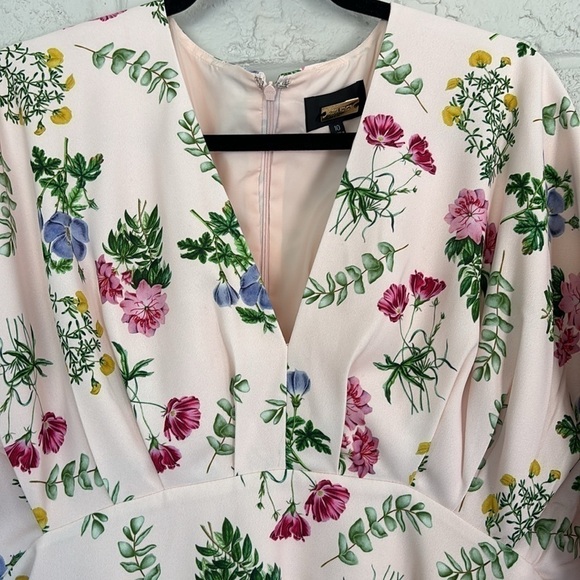 Alexa Admor Floral Dolman Sleeve V-Neck Size 10 Dress - Picture 8 of 9